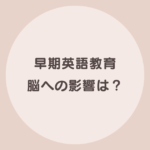 早期英語教育 脳への影響